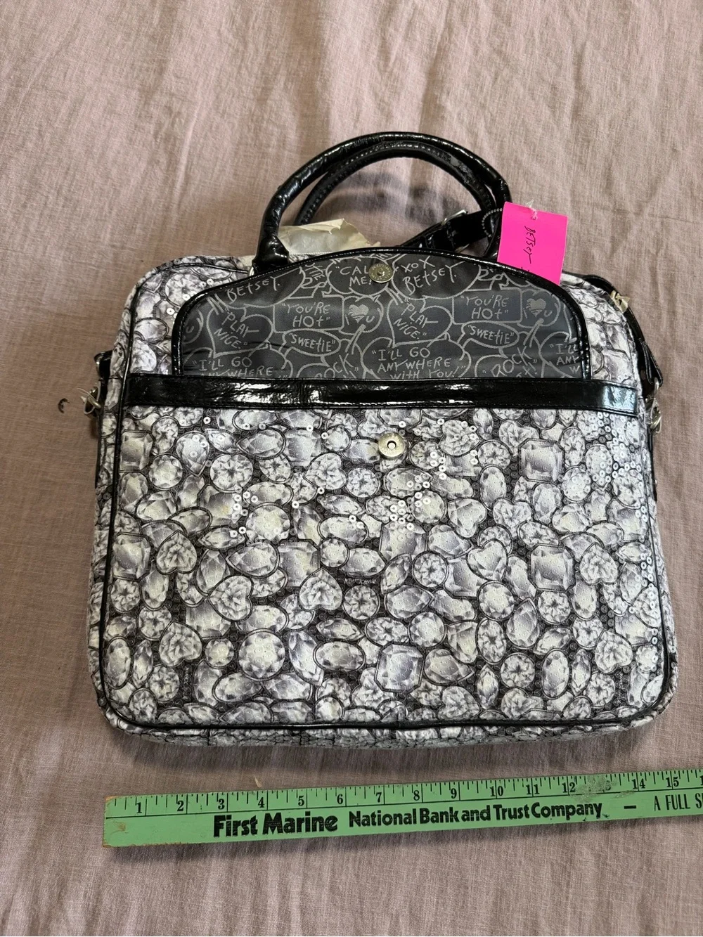 Dead stock Betsey Johnson Diamond Sequin Laptop Computer Case Bag Some Peeling